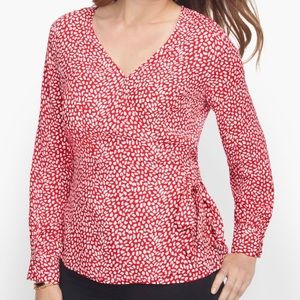 Talbots Faux Wrap Leopard Print Blouse